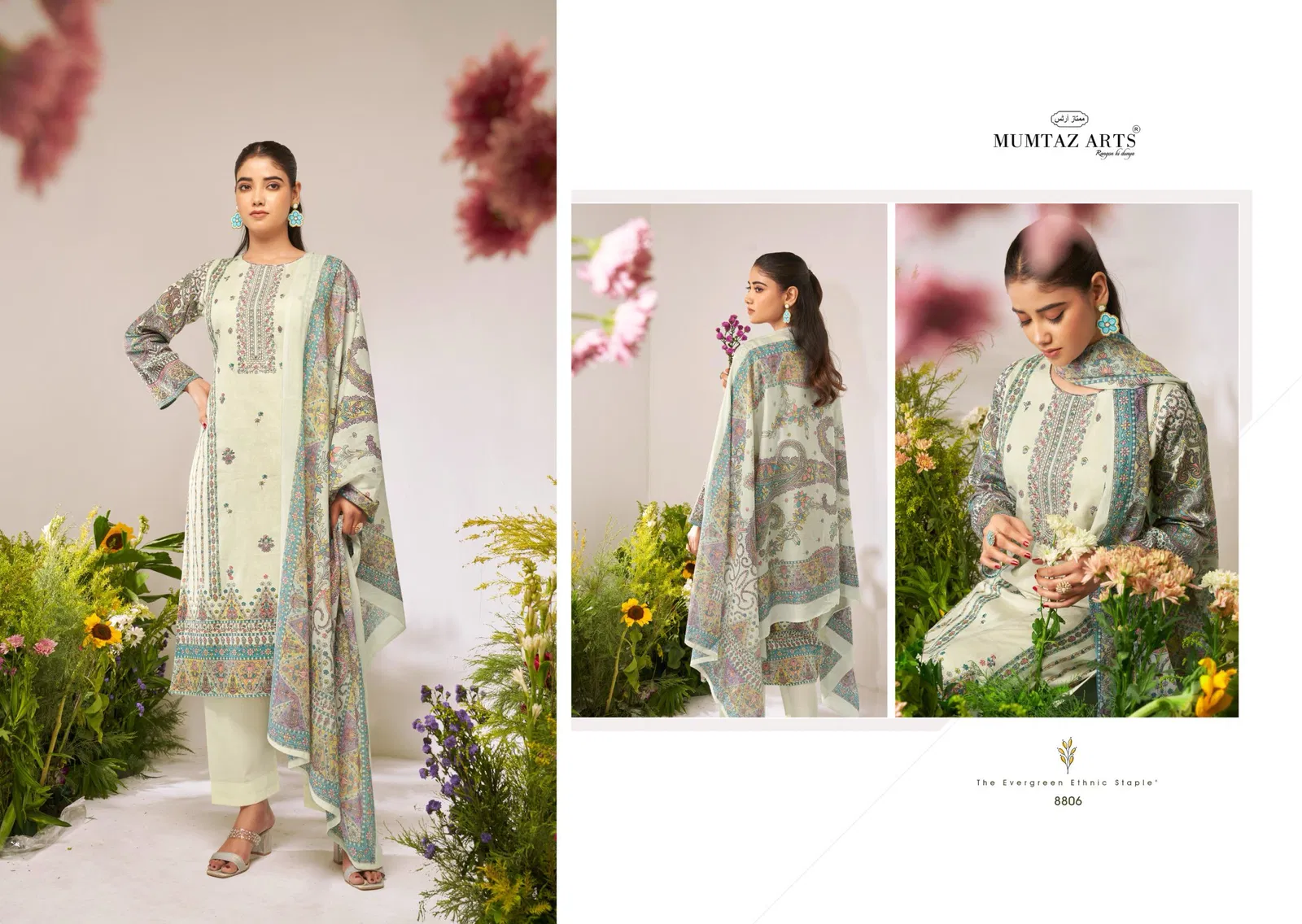 Mumtaz Flower Valley Series 8801 Digital Printed Dress Material at Wholesale